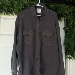 Aerie lumberjane dark grey waffle knit button down